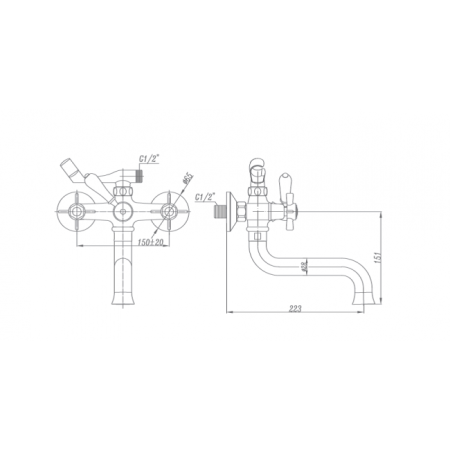 Смеситель для ванны Landberg LB-77704 Бронза 