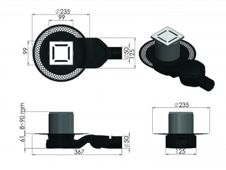 Душевой трап Berges Platz Norma 100x100 090158 с решеткой Хром матовый 