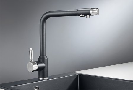 Смеситель Granula GR-2301 для кухонной мойки, шварц 