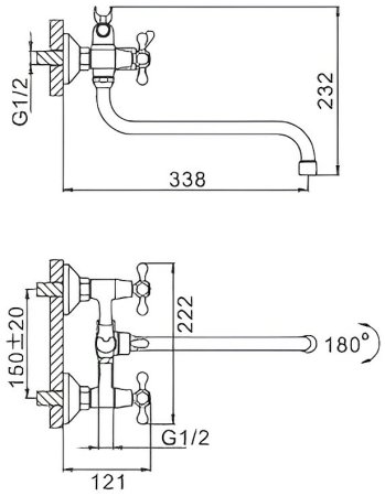 Смеситель для ванны Frap H26 F2226 универсальный Хром 