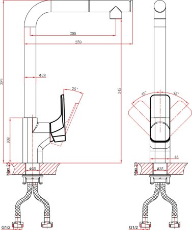 Смеситель для кухонной мойки D&K Berlin Freie DA1432501 