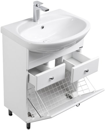 Тумба под раковину Aquaton Норма 61 1A054901NO010 с бельевой корзиной Белая 
