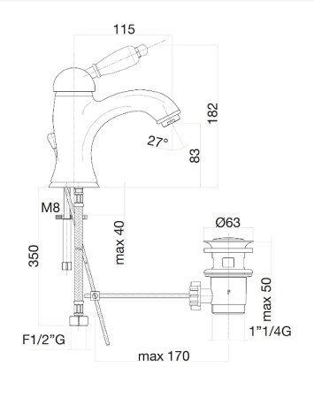 Смеситель для раковины Fiore Imperiale 83CO5221 Хром Золото 