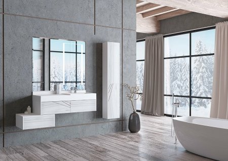 Подвесной шкаф Aquaton Сакура 33 R 1A220803SKW8R Ольха наварра Белый глянец 