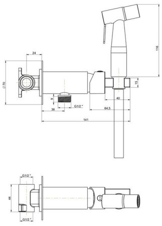 Гигиенический душ со смесителем Paini Castello Round CACR442R Хром 