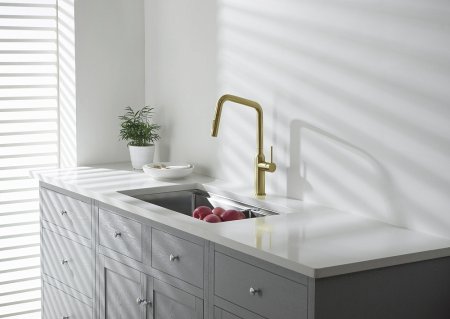 Смеситель Timo Saona 2386/17FL для кухонной мойки, золото матовое 