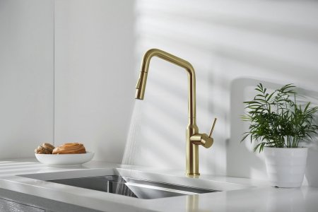 Смеситель Timo Saona 2386/17FL для кухонной мойки, золото матовое 