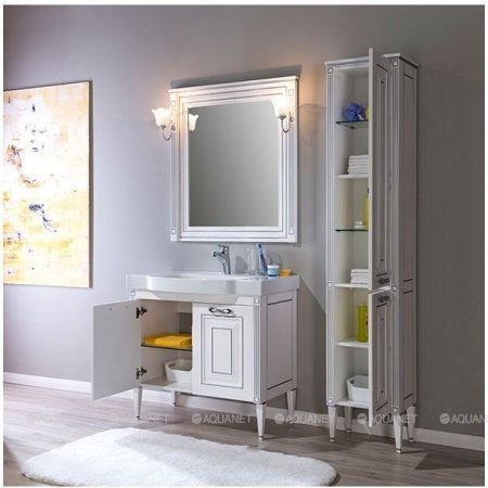 Зеркало Aquanet Паола 90 белый/серебро 