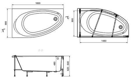 Акриловая ванна Roca Corfu 160x90 L 248573000 без гидромассажа 