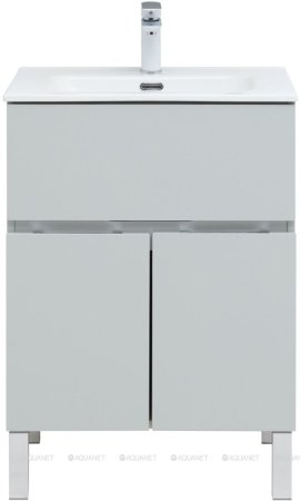 Тумба с раковиной Aquanet Алвита New 60 1 ящик, 2 дверцы, серый 