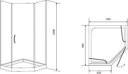 Душевой уголок Timo BY-839 90F с поддоном 