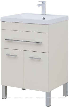 Тумба с раковиной Aquanet Верона 60 крем (1 ящик, 2 дверцы) 