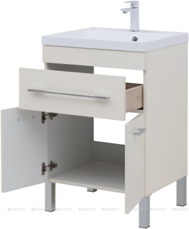 Тумба с раковиной Aquanet Верона 60 крем (1 ящик, 2 дверцы) 