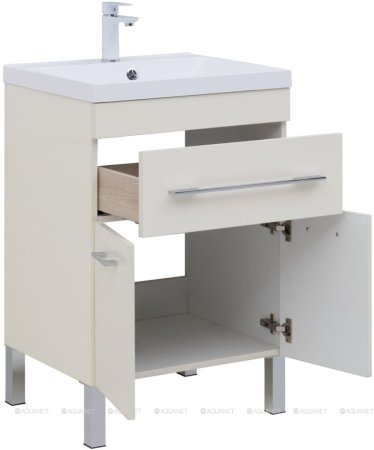 Тумба с раковиной Aquanet Верона 60 крем (1 ящик, 2 дверцы) 