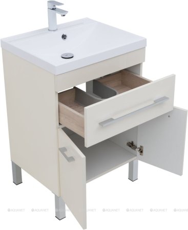 Тумба с раковиной Aquanet Верона 60 крем (1 ящик, 2 дверцы) 