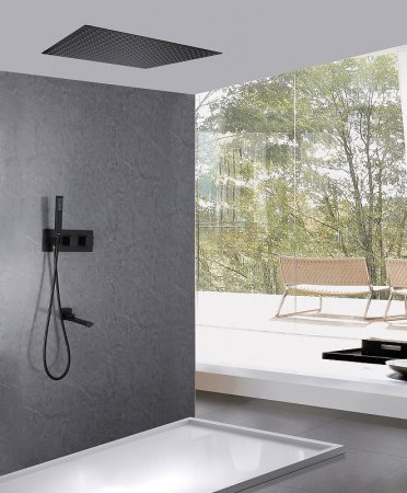 Душевая система Abber Daheim AF8254B с термостатом Черная матовая 