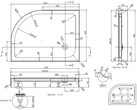 Акриловый поддон для душа Azario 120х90 P2912 R Белый 