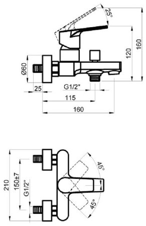 Смеситель для ванны Azario Treya AZ-156805037 Графит 