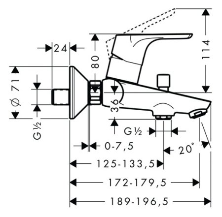Смеситель Hansgrohe Focus E2 31940000 для ванны с душем 