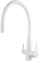 Смеситель для кухни с гибким изливом и подключением фильтра Shevanik S668C, белый