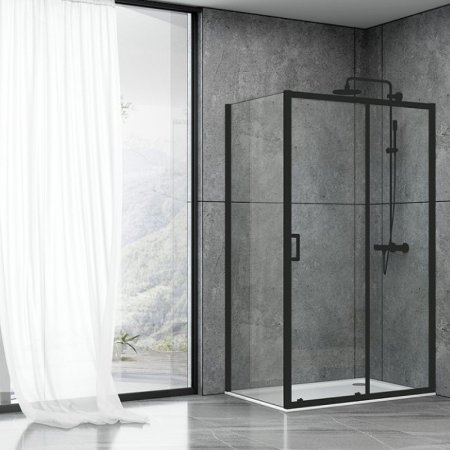 Душевой уголок Abber Schwarzer Diamant 90х170 AG30170B-S90B профиль Черный стекло прозрачное 