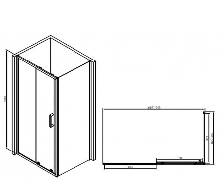 Душевой уголок Abber Schwarzer Diamant 90х170 AG30170B-S90B профиль Черный стекло прозрачное 