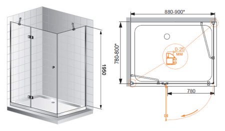 Душевой уголок Cezares Verona AH1 100/90 P Cr L 