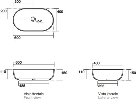 Раковина Kerasan Nolita 60х40 см, серая матовая 