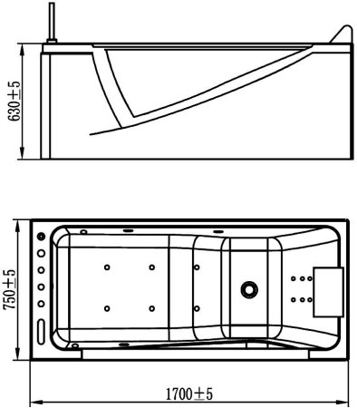 Акриловая ванна Orans OLS-BT65108 L 170x75 см 