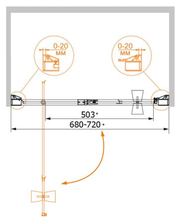 Душевая дверь в нишу Cezares Rosa BA1 70 RO Bi 