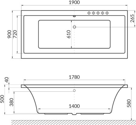 Акриловая ванна Excellent Pryzmat WAEX.PRY19.NANO 190x90 