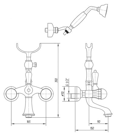 Смеситель Migliore Korona Swarovski ML.KRN-4703 Cr для ванны с душем 