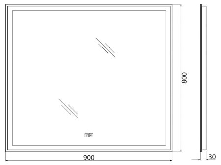 Зеркало BelBagno SPC-GRT-900-800-LED-TCH-WARM с подогревом 
