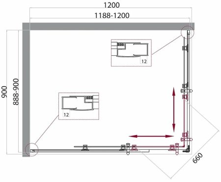 Душевой уголок BelBagno Uno 120х90 UNO-195-AH-2-120/90-C-Cr профиль Хром стекло прозрачное 