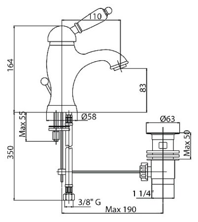Смеситель Cezares Elite ELITE-LSM1-01-Bi для раковины 