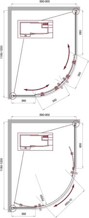 Душевой уголок BelBagno Uno 120х90 UNO-195-RH-2-120/90-C-Cr профиль Хром стекло прозрачное 