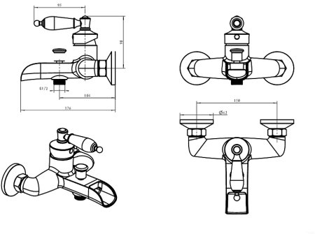 Смеситель для ванны Boheme Vogue 203-PR Бронза 