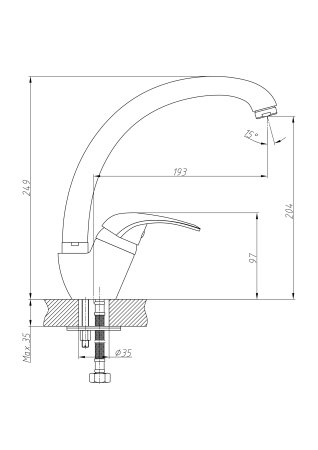 Смеситель однорычажный для кухни HAIBA HB4103 хром 