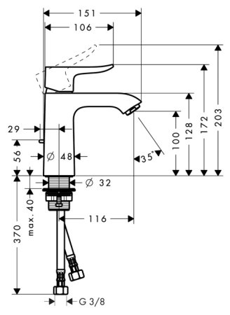 Смеситель Hansgrohe Metris 31080000 для раковины 