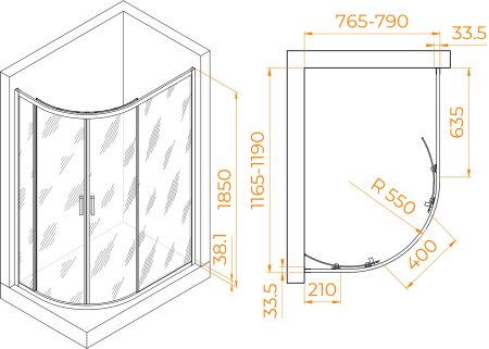 Душевой уголок RGW PA-61 800x1200 