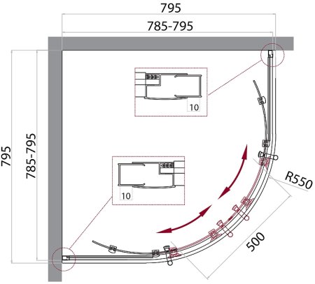 Душевой уголок BelBagno Uno 80х80 UNO-195-R-2-80-P-Cr профиль Хром стекло рифленое 