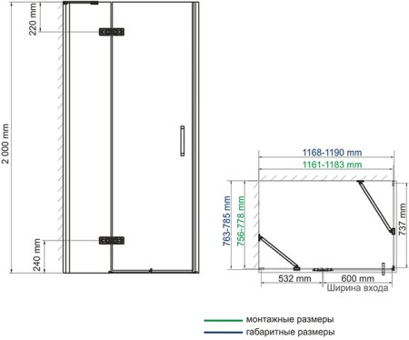 Душевой уголок WasserKRAFT Aller 10H06LB black matt, 120x80 см 