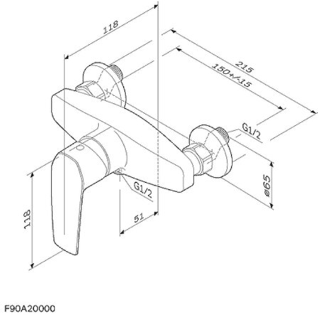 Смеситель для душа AM.PM Gem F90A20000 Хром 
