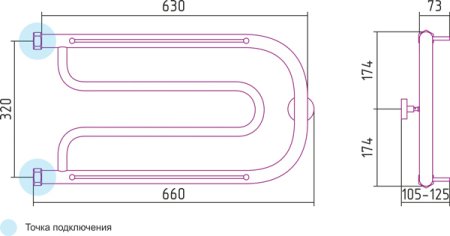 Полотенцесушитель водяной Сунержа Гусли 32x65 с 2 полками 