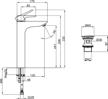 Смеситель Villeroy & Boch Subway 2.0 TVW10210511061 для раковины 