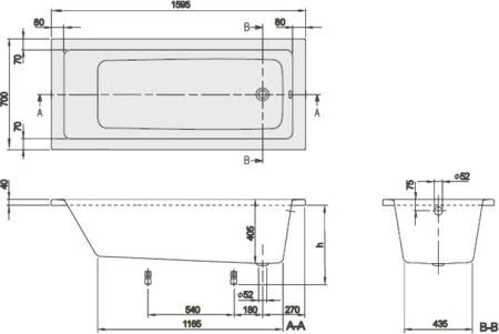 Акриловая ванна Villeroy & Boch Subway UBA167SUB2V-01 