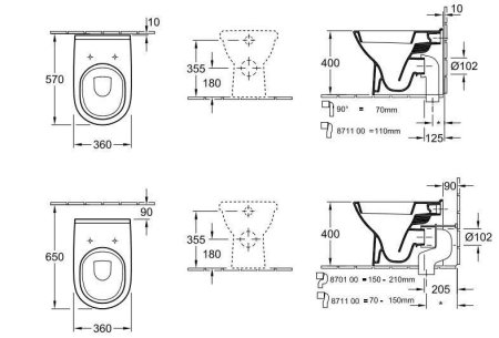 Унитаз приставной Villeroy & Boch O'Novo 565710R1 