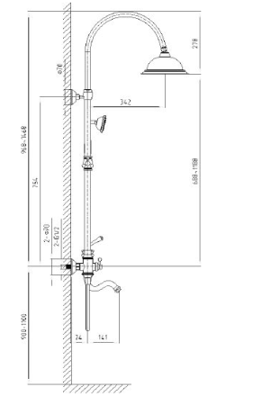 Душевая стойка Timo Adelia SX-6010/04 black antique 