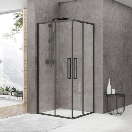 Душевой уголок Black&White Stellar Wind S872 100х100 8721010 профиль Черный стекло прозрачное 