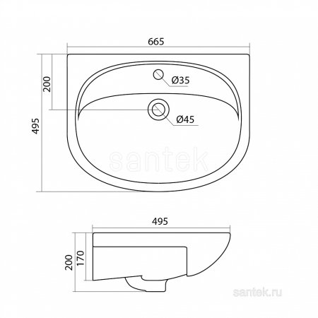Тумба с раковиной Onika Стелла 65.12, белая 